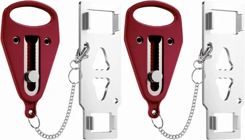 Miniatura 11 de Cerradura de Puerta Portátil Paquete de 2 para Viajes – Cerraduras de Puerta de Hotel para Seguridad de Viajeros – Cerradura de Seguridad de Puerta