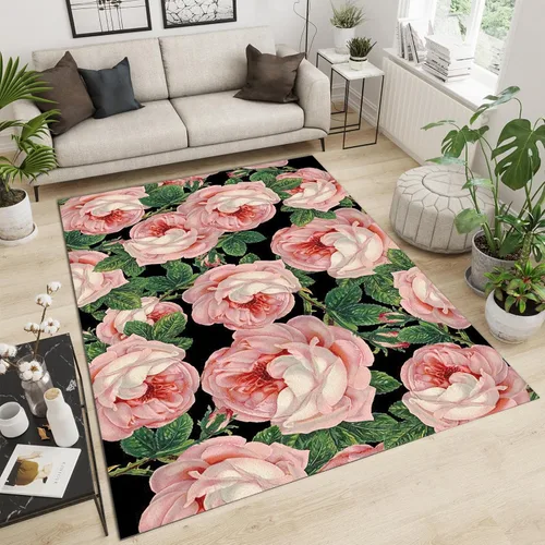 Miniatura 16 de Alfombra de área de flores simples moradas, alfombra abstracta degradada para interiores, decoración de sala de estar, cálida, suave, duradera