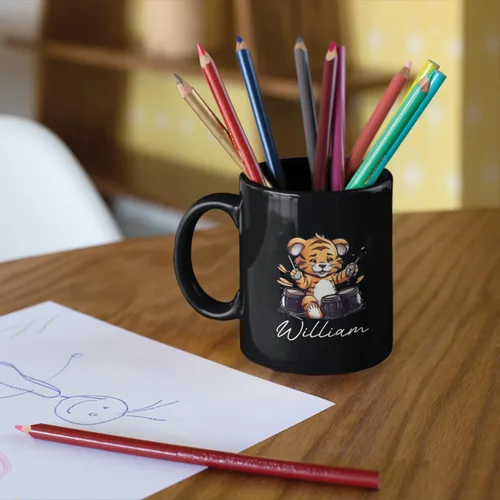 Miniatura 4 de Taza de té personalizada para amantes del tigre con nombre 2023, regalos personalizados para amantes de las mascotas, taza de café de cerámica