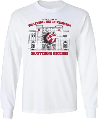 Miniatura 26 de CornBorn Elige tu diseño - Camisetas de manga larga de voleibol de Nebraska Voleibol Script Huskers - Blanco