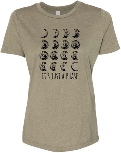 Cute Women's Screen Printed Crew Neck Tee, Shirts With Sayings, Dusty Blue or Olive
