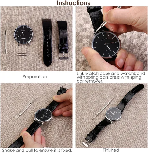 Miniatura 4 de NICERIO 400 piezas de correa de reloj profesional de acero inoxidable, barras de resorte con herramienta de reparación de removedor, 0.236 in