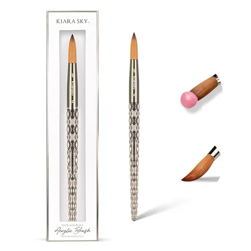 Miniatura 22 de Kiara Sky Pincel Acrílico #8 - Negro 100% Puro Kolinsky Mango de Corte de Cristal y Resistente al Acetona