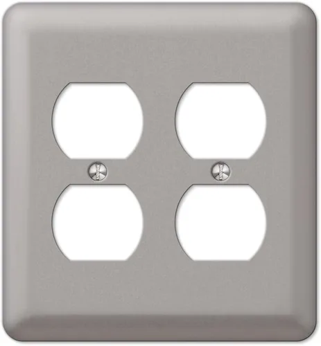 Miniatura 8 de Amerelle Devon Round Corner Single Rocker/Single Duplex Placa de pared de acero en níquel cepillado