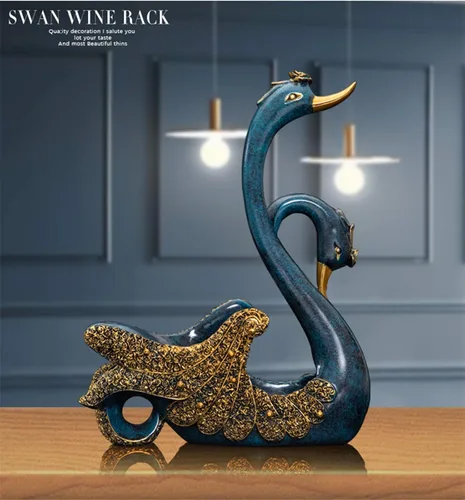 Miniatura 4 de Fantes Soporte para vino de cisne, soporte para botellas, mostrador, soporte de almacenamiento para boda, fiesta, decoración del hogar (cisne azul)