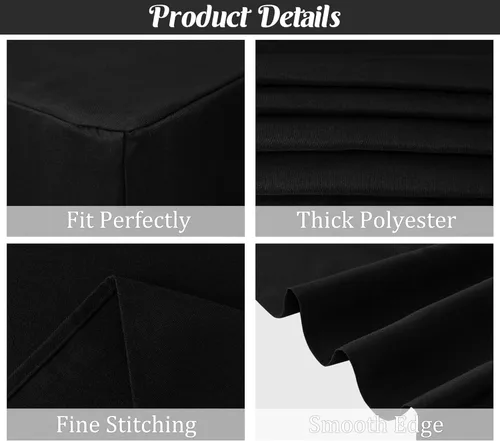 Miniatura 3 de Paquete de 2 manteles ajustables de 48 x 30 pulgadas, manteles rectangulares para mesas de 4 pies, mantel de tela de poliéster lavable para fiestas