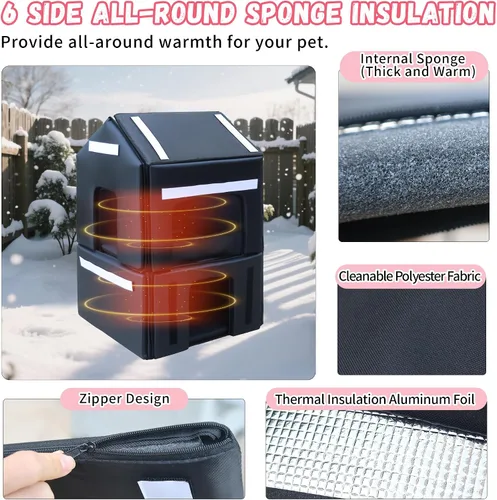 Miniatura 3 de Casa de plástico para gatos al aire libre – Casa para gatos para exteriores con forro aislante para invierno, 100% resistente a la intemperie