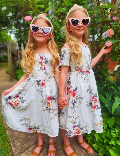 Miniatura 5 de Arshiner Vestido casual de verano sin mangas floral para niñas