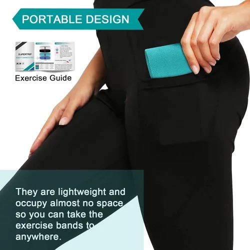 Miniatura 2 de Supertrip Bandas de resistencia de tela para piernas y glúteos, antideslizantes, para mujeres/hombres, bandas elásticas para entrenamiento, fitness