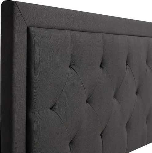 Miniatura 7 de Lucid - Cama de plataforma tapizada con cabecera de diamante con estructura de madera resistente, no requiere somier, King, carbón