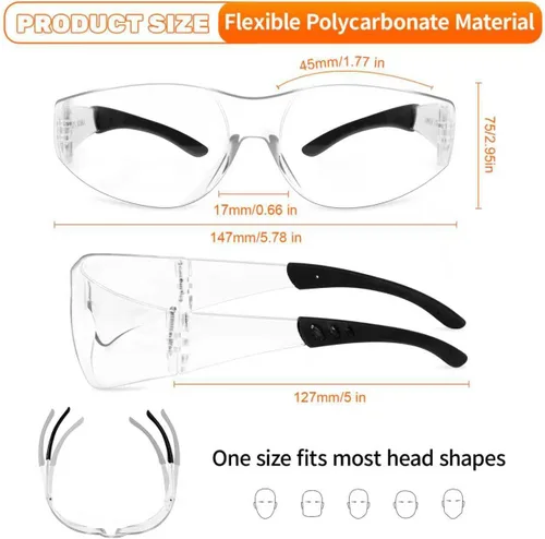 Miniatura 3 de Gafas de seguridad transparentes a granel de 100, lentes resistentes a impactos ANSI Z87.1, protección ocular para laboratorio, construcción 40