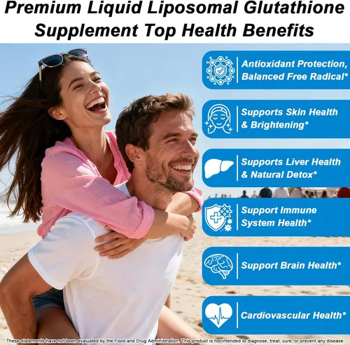 Miniatura 3 de Suplemento líquido de glutatión liposomal, forma activa L-glutatión con aceite de aloevera, vitamina C y ácido hialurónico para desintoxicación