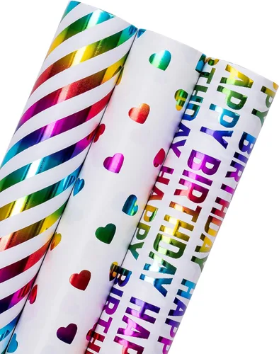 Miniatura 10 de WRAPAHOLIC - Papel de regalo para baby shower con diseño de oso - Rollo mini - 3 rollos - 17 pulgadas x 120 pulgadas - Papel de regalo con lazo