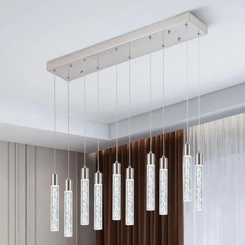 Miniatura 8 de Paquete de 3 luces colgantes para isla de cocina, 6000 K para isla de cocina, comedor, lámparas de iluminación colgantes de cristal de burbujas