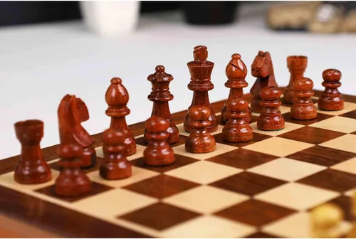 Miniatura 7 de RoyalChessMall- Juego de ajedrez magnético de viaje con cajón, 10 pulgadas, madera de palisandro dorado