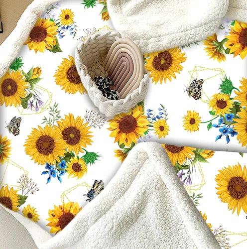 Miniatura 6 de Manta de girasol, regalos de girasol, manta gruesa cálida y suave (blanco, 60 x 80 pulgadas)