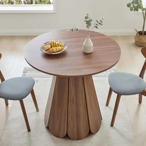 Miniatura 9 de Mesa de comedor redonda pequeña de 31.5 pulgadas, mesa de cocina moderna para 2 a 4 personas, mesas de comedor redondas de madera de granja con base