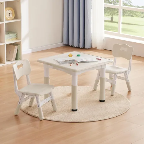 GITAWUSA Juego de mesa y sillas de estudio para niños, juego de mesa y silla ajustables en altura para niños de 3 a 8 años, mesa de arte para niños