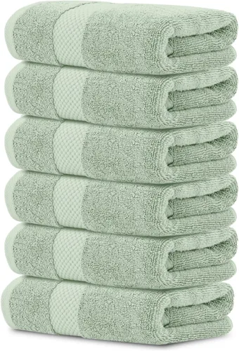 Miniatura 3 de White Classic 2 toallas de baño verde claro de 35 x 70 pulgadas, 6 toallas de mano de 16 x 30 pulgadas y 2 tapetes de baño de 22 x 34 pulgadas