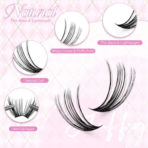 Miniatura 3 de FADLASH Kit de Extensiones de Pestañas DIY Pestañas Individuales en Racimos Pegamento y Sellador para Pestañas, Removedor de Pegamento para Racimos