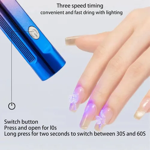 Miniatura 4 de MIOBLUE Lámpara de uñas LED UV de mano, secadora de uñas UV de 3 temporizadores para esmalte de gel, luz de uñas USB recargable inalámbrica, secado