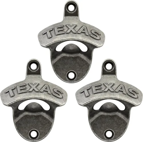 Miniatura 10 de Bronce antiguo montado en la pared de latón abrebotellas TEXAS Beer Top Abridor Mesa Montada