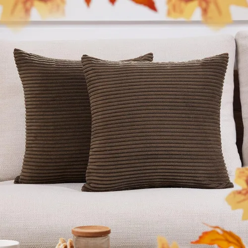 Miniatura 22 de Deconovo - Juego de 2 fundas de cojín de pana modernas, elegantes y suaves, aptas para lavadora, decoración del hogar para sala de estar, sofá