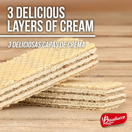 Miniatura 6 de Bauducco Galletas de oblea, enriquecidas con chocolate, vainilla y fresa, deliciosas y crujientes obleas - 3 capas cremosas - Ideal para aperitivos