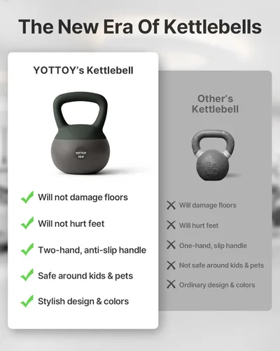 Miniatura 4 de YOTTOY Pesa rusa suave, juego para entrenamiento de fuerza y entrenamientos en casa, base acolchada de lados suaves, mango ancho, ideal