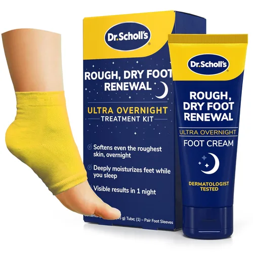 Miniatura 10 de Dr. Scholl's Rough Dry Foot Renewal Ultra Overnight Treatment - Crema para pies durante la noche, 3 onzas con aloe, aceite de coco, calcetines