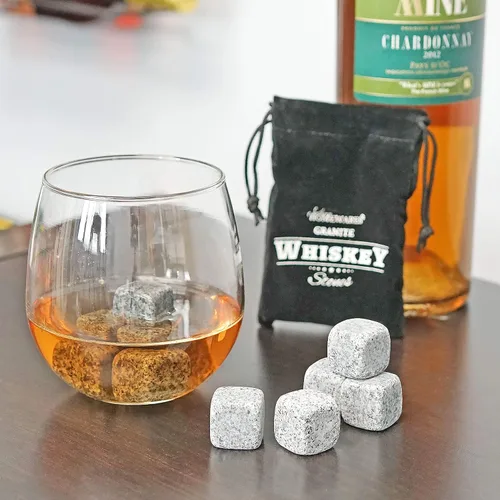 Miniatura 4 de Piedras de whisky de granito, juego de 9 rocas refrescantes reutilizables con bolsa de almacenamiento, enfriador de bebidas para whisky, bourbon
