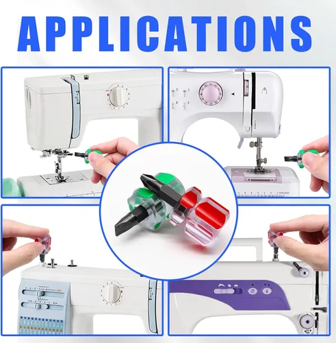 Miniatura 6 de 2 destornilladores para máquina de coser, destornillador Phillips de 0.236 in y puntas de cabeza plana, juego de destornilladores rechonchos