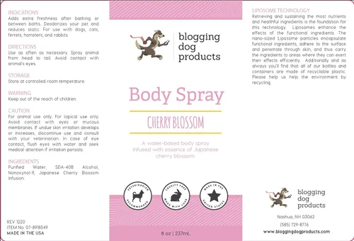 Miniatura 6 de Spray desodorizante para perros – Colonia de perro de larga duración y eliminador de olores de mascotas – Perfume perfumado de flor de cerezo