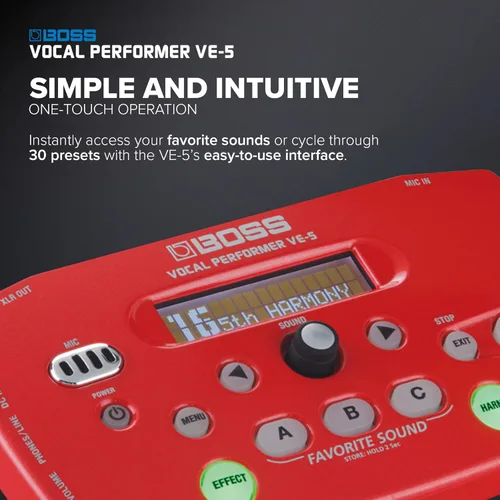 Miniatura 4 de Boss VE-5 procesador de efectos, ejecutante vocal Rojo