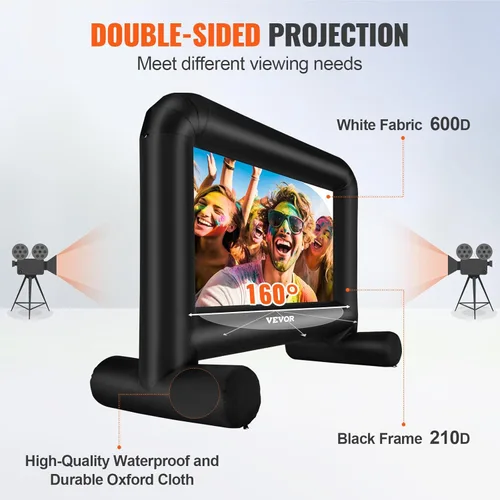 Miniatura 4 de VEVOR Pantalla de cine inflable, pantalla de proyector inflable de 14 pies para exteriores con soplador y bolsa de transporte, proyección