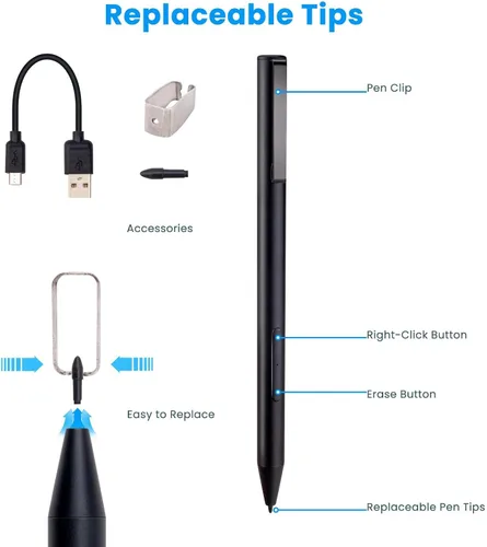 Miniatura 5 de BoxWave Lápiz óptico compatible con portátil HP Envy x360 Convertible 2 en 1 (15.6 pulgadas), ActiveStudio MPP2.0 Active Stylus, lápiz óptico