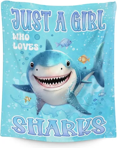 Miniatura 10 de Manta de tiburón personalizada con nombre, 30 x 40 pulgadas, lindas mantas de tiburón para niños y niñas, manta de felpa suave y mullida azul claro