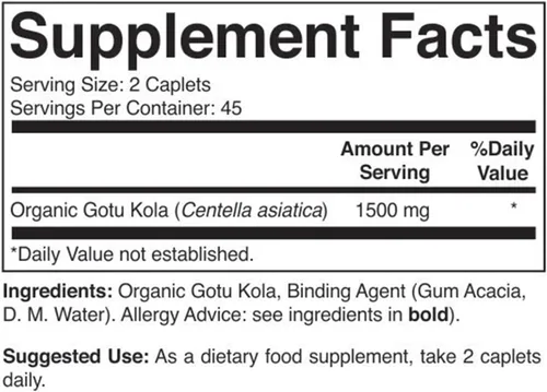 Miniatura 3 de Brieofood Organic Gotu Kola 1500 mg, 45 porciones, vegetariana, sin gluten, 90 tabletas vegetarianas