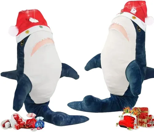 Miniatura 3 de Almohada de peluche de tiburón de 39.5 pulgadas, animal de peluche gigante, almohada de tiburón suave, almohadas de peluche de tiburón, juguete