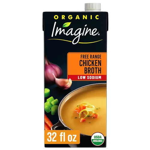 Imagine Caldo de pollo orgánico de corral bajo en sodio, 32 onzas líquidas (paquete de 6)