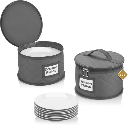 Miniatura 8 de Paquete de 2 cajas de almacenamiento de platos pequeños de 6 pulgadas, contenedor de almacenamiento de China, apilable con interior acolchado