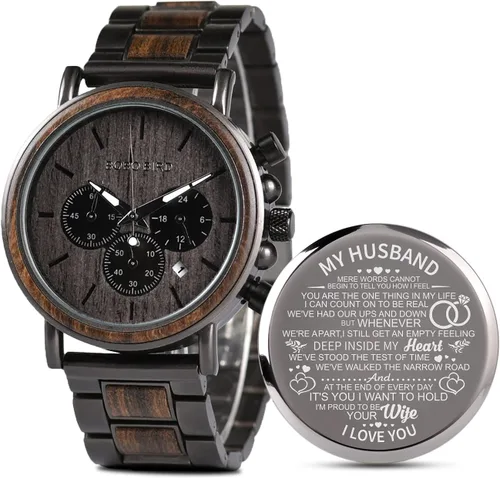 2win - Reloj de madera con grabado personalizado para hombre, reloj para de cumpleaños, aniversario, para tu novio, enamorado, prometido, esposo