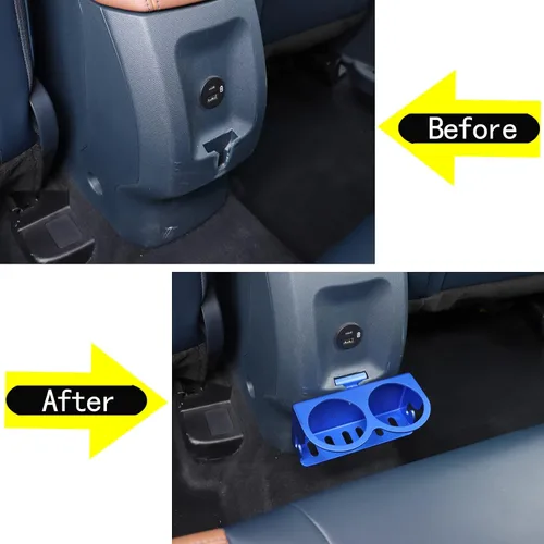 Miniatura 4 de Organizador expansor de portavasos trasero para automóvil compatible con Ford Maverick 2022-2024 Auto de aluminio para asiento trasero de doble