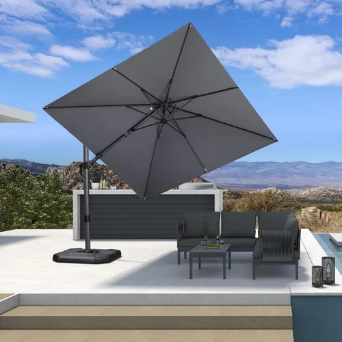 Miniatura 59 de PURPLE LEAF Sombrilla de Patio de 8 Pies para Exteriores Sombrilla Cantilever Cuadrada de Aluminio Sombrilla Offset con Rotación de 360 Grados
