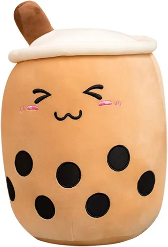 VHYHCY - Lindo cojín de peluche Boba, peluche en forma de taza de té con burbujas, almohada de peluche en forma de taza de té con leche, cojín de