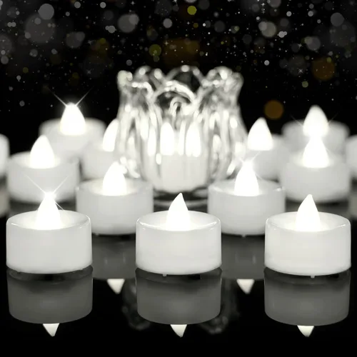 BEICHI Paquete de 24 Velas de Té con Temporizador, Velas LED Operadas a Batería, Vela Votiva Sin Llama Integrada de 6 Horas, Velas Votivas
