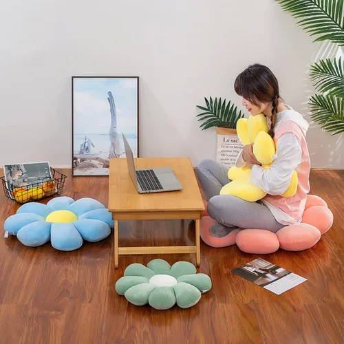 Miniatura 5 de Almohada de flores, almohada en forma de flor, almohada de suelo, cojín de asiento suave para decoración de habitación, almohada de felpa para Verde