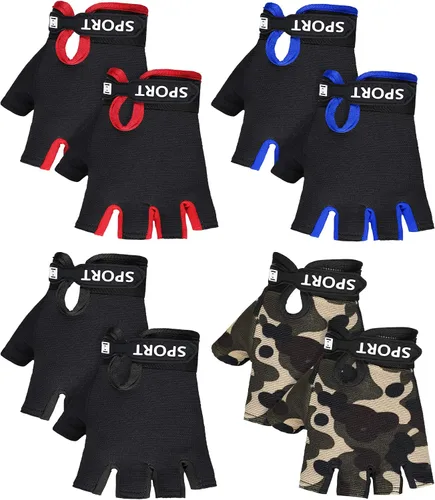 4 pares de guantes de ciclismo de medio dedo para niños, guantes deportivos antideslizantes para verano, deportes al aire libre, niños