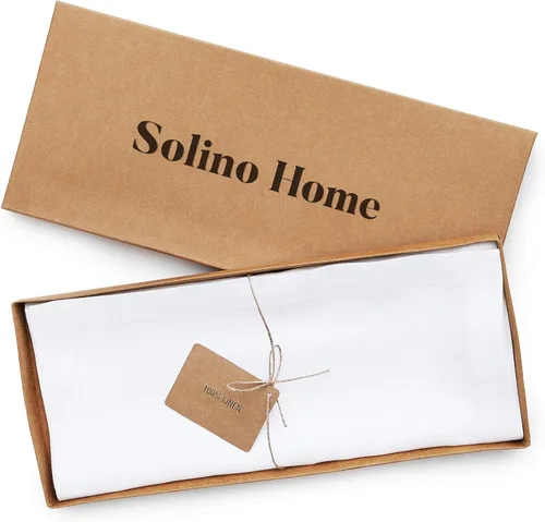 Miniatura 5 de Solino Home Camino de mesa de lino, 14 x 36 pulgadas, blanco, Fete, hecho a mano y lavable a máquina, tela natural, lino europeo, 100% lino puro