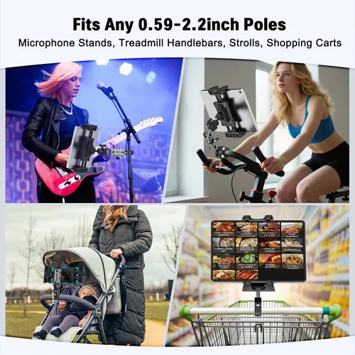 Miniatura 7 de Soporte para tableta para cinta de correr de bicicleta giratoria, soporte para iPad, soporte de manillar de bicicleta estática para bicicleta